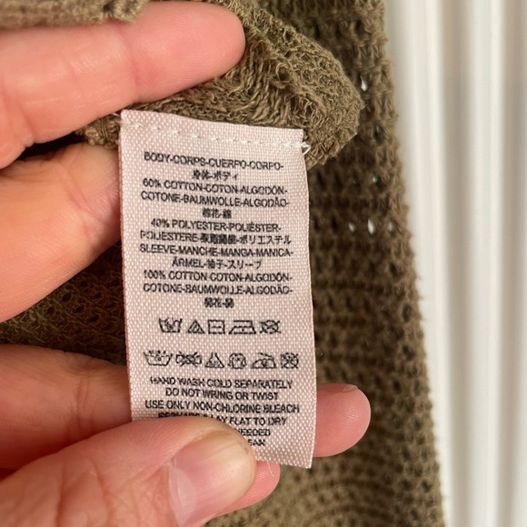 Free People Olive/Khaki Green Knit Top with Lace Accents MEDIUM - Picture 6 of 7